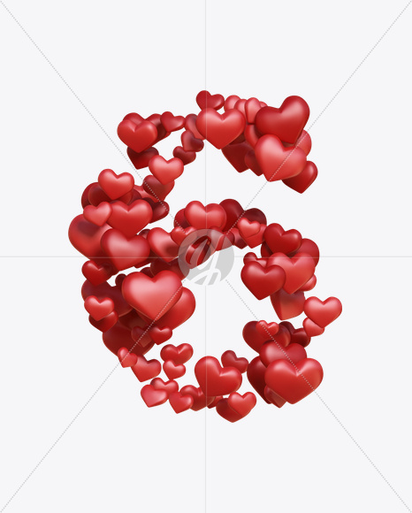 6 from Hearts Font on Yellow Images Creative Fonts - S20817