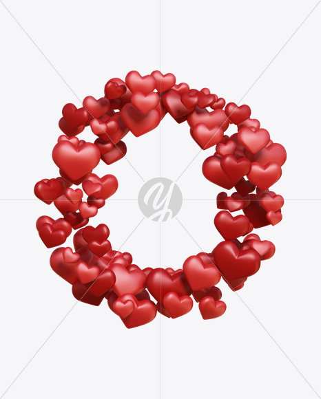 Letter O from Hearts Font on Yellow Images Creative Fonts - S20800