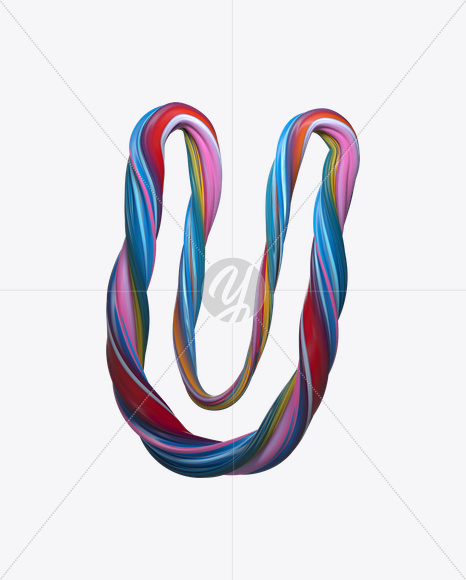 Letter U from Color Twist Font on Yellow Images Creative Fonts - S20847