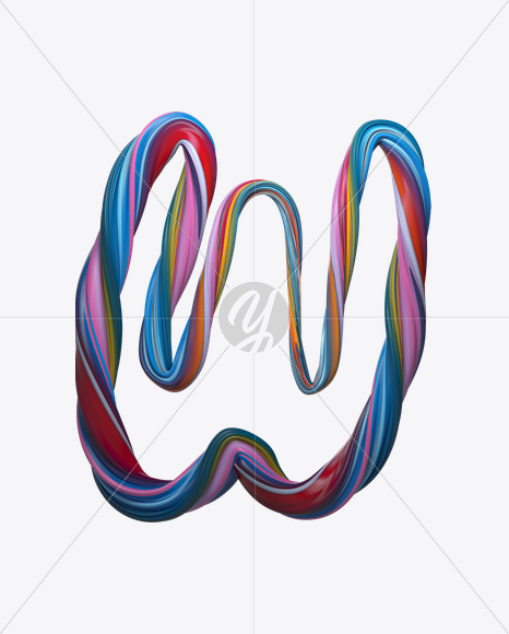 Letter W from Color Twist Font on Yellow Images Creative Fonts - S20849