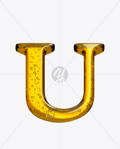 Letter U from Beer Font on Yellow Images Creative Fonts - S20937