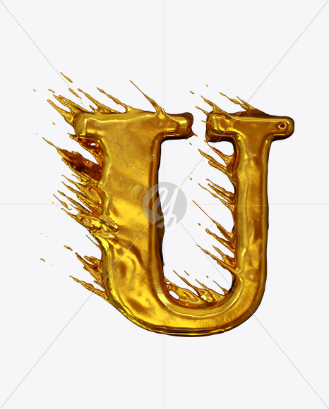 U_uppercase from Golden Wind Font on Yellow Images Creative Fonts - S21027