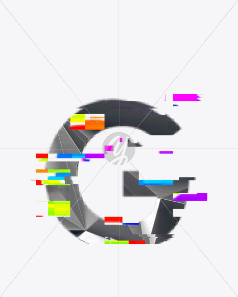 Letter G from Glitch Font. on Yellow Images Creative Fonts - S21076