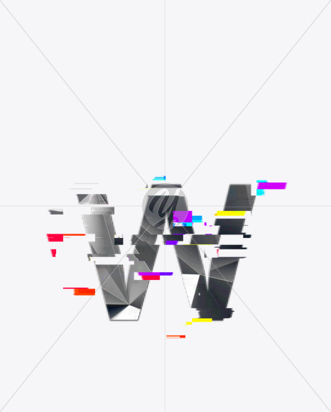 Letter W from Glitch Font. on Yellow Images Creative Fonts - S21092