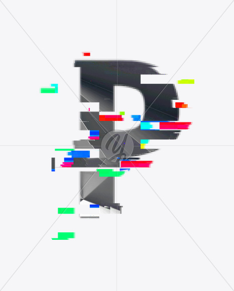 Letter P from Glitch Font. on Yellow Images Creative Fonts - S21085