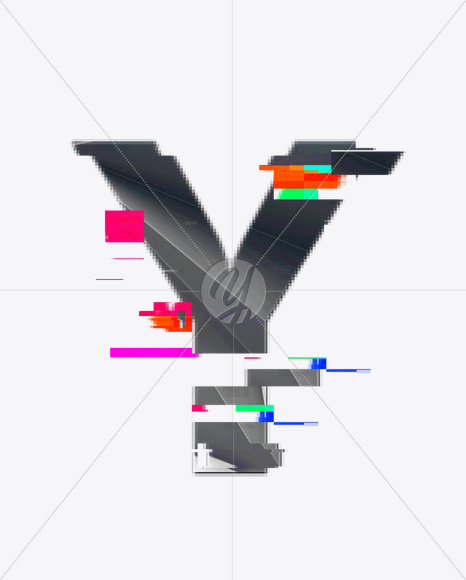 Letter Y from Glitch Font. on Yellow Images Creative Fonts - S21094