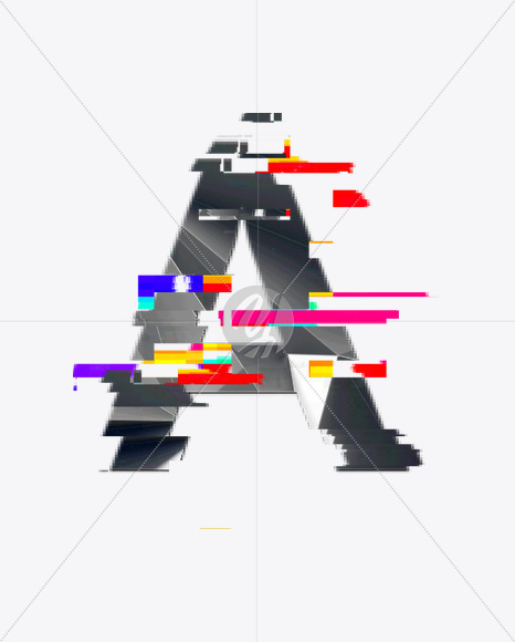 Letter A from Glitch Font. on Yellow Images Creative Fonts - S21070