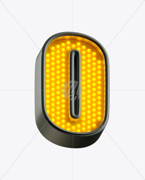 Letter O from Yellow LED on Yellow Images Creative Fonts - S21217