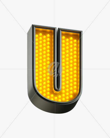 Letter U from Yellow LED on Yellow Images Creative Fonts - S21223