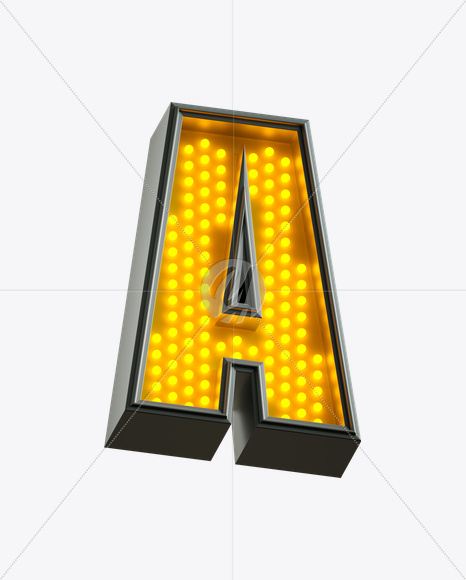 Letter A from Yellow LED on Yellow Images Creative Fonts - S21203