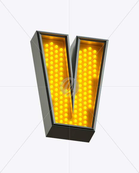 Letter V from Yellow LED on Yellow Images Creative Fonts - S21224