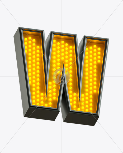 Letter W from Yellow LED on Yellow Images Creative Fonts - S21225