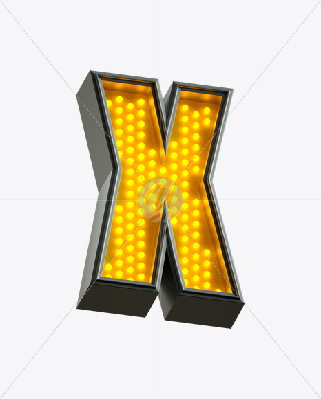 Letter X from Yellow LED on Yellow Images Creative Fonts - S21226