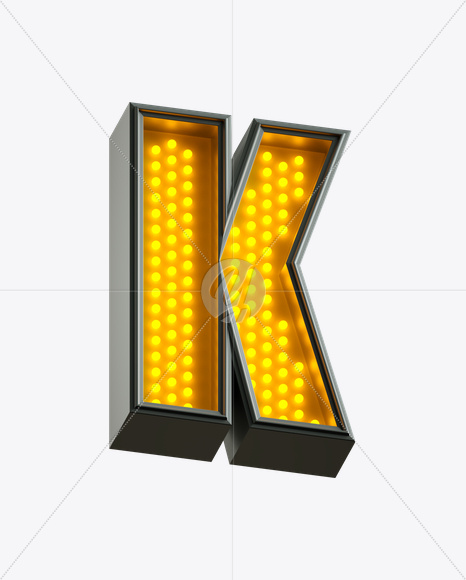 Letter K from Yellow LED on Yellow Images Creative Fonts - S21213