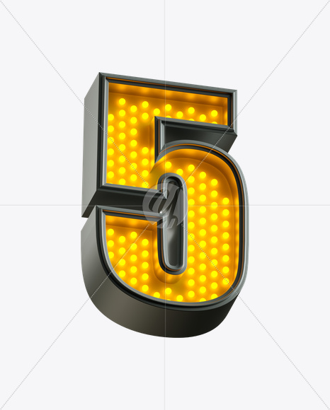 5 from Yellow LED on Yellow Images Creative Fonts - S21233