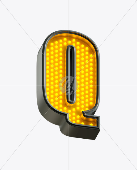 Letter Q from Yellow LED on Yellow Images Creative Fonts - S21219