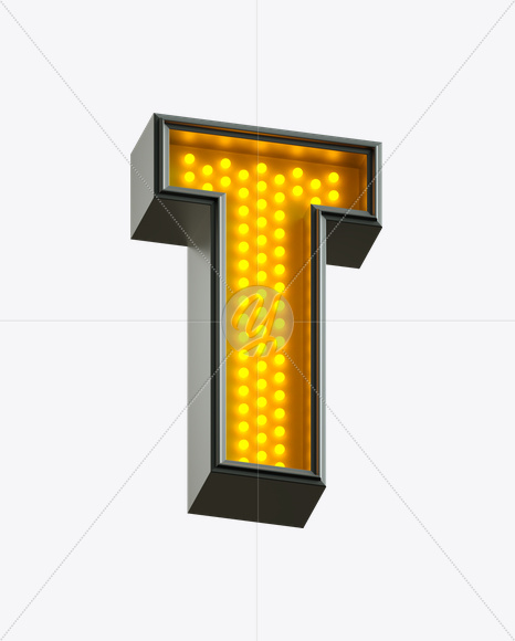 Letter T from Yellow LED on Yellow Images Creative Fonts - S21222