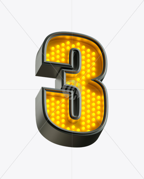 3 from Yellow LED on Yellow Images Creative Fonts - S21231