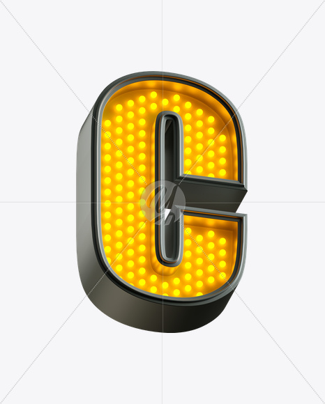 Letter C from Yellow LED on Yellow Images Creative Fonts - S21205