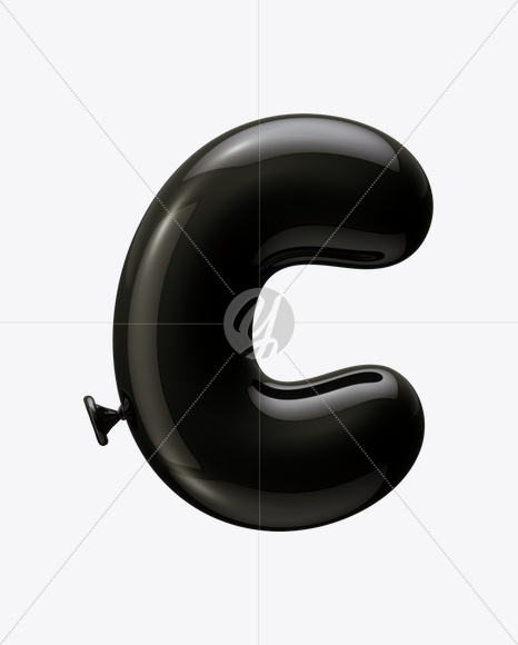 Letter C from Black Party Font on Yellow Images Creative Fonts - S21251