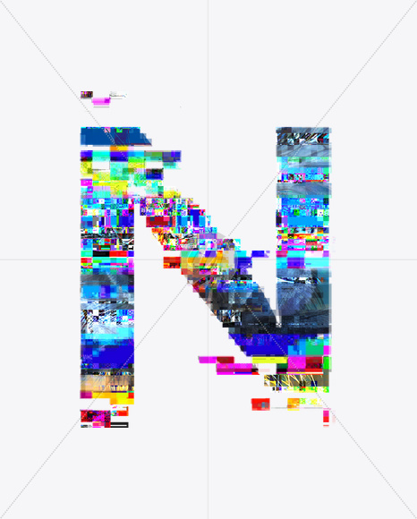 Letter N from GITS Font on Yellow Images Creative Fonts - S21353