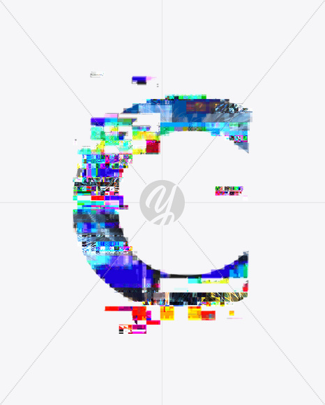 Letter C from GITS Font on Yellow Images Creative Fonts - S21342