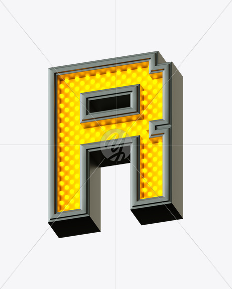 Letter R from Pixel LED Font on Yellow Images Creative Fonts - S21625