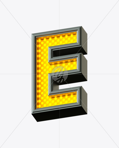 Letter E from Pixel LED Font on Yellow Images Creative Fonts - S21612