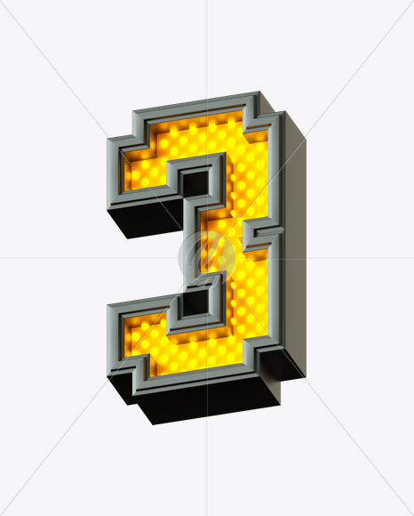 3 from Pixel LED Font on Yellow Images Creative Fonts - S21636