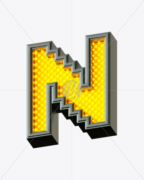 Letter N from Pixel LED Font on Yellow Images Creative Fonts - S21621