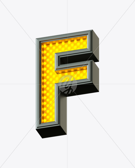 Letter F from Pixel LED Font on Yellow Images Creative Fonts - S21613