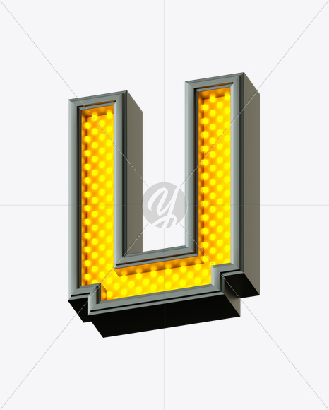 Letter U from Pixel LED Font on Yellow Images Creative Fonts - S21628