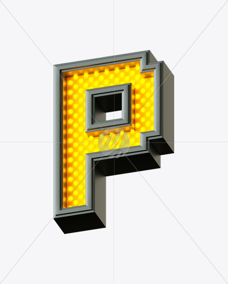 Letter P from Pixel LED Font on Yellow Images Creative Fonts - S21623