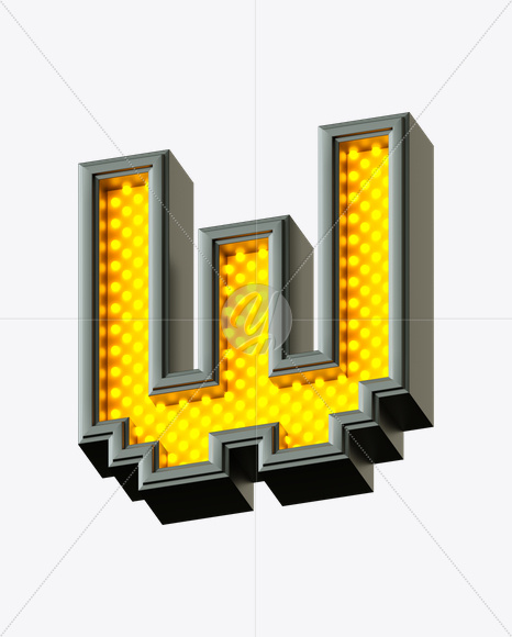 Letter W from Pixel LED Font on Yellow Images Creative Fonts - S21630