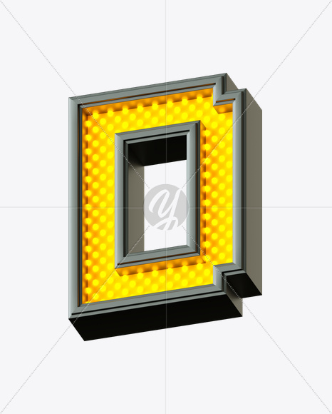 Letter D from Pixel LED Font on Yellow Images Creative Fonts - S21611