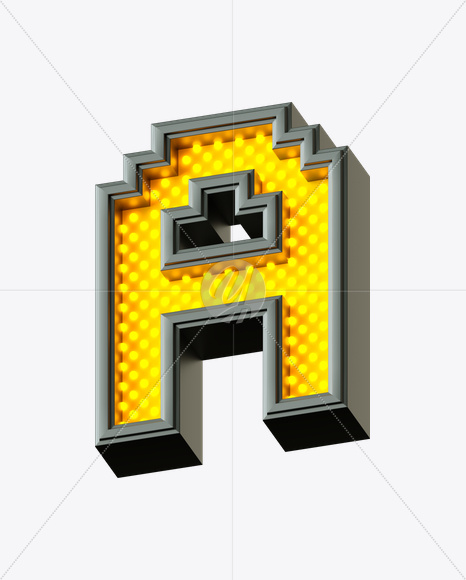 Letter A from Pixel LED Font on Yellow Images Creative Fonts - S21608