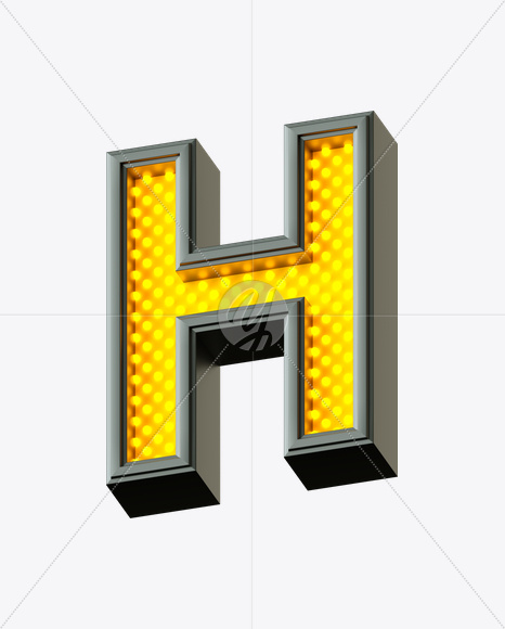 Letter H from Pixel LED Font on Yellow Images Creative Fonts - S21615