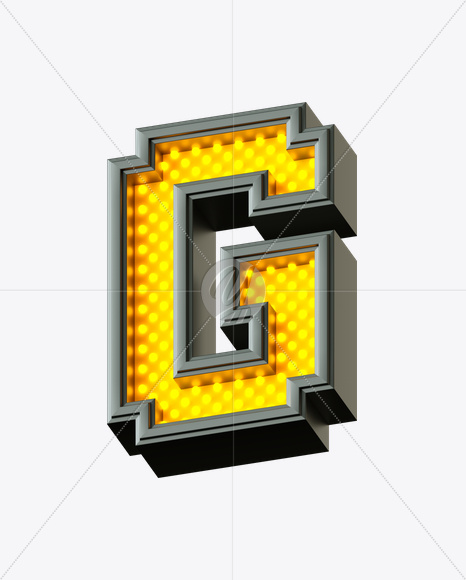 Letter G from Pixel LED Font on Yellow Images Creative Fonts - S21614