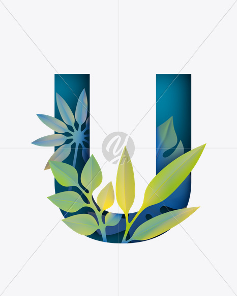 Letter U from Paper Jungle Font on Yellow Images Creative Fonts - S21673