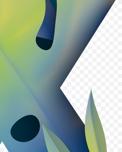 Letter X from Paper Jungle Font on Yellow Images Creative Fonts - S21676