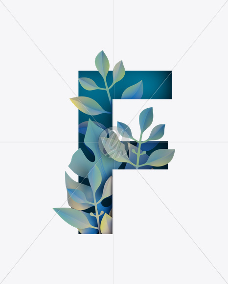 Letter F from Paper Jungle Font on Yellow Images Creative Fonts - S21658