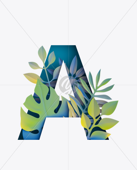 Letter A from Paper Jungle Font on Yellow Images Creative Fonts - S21653