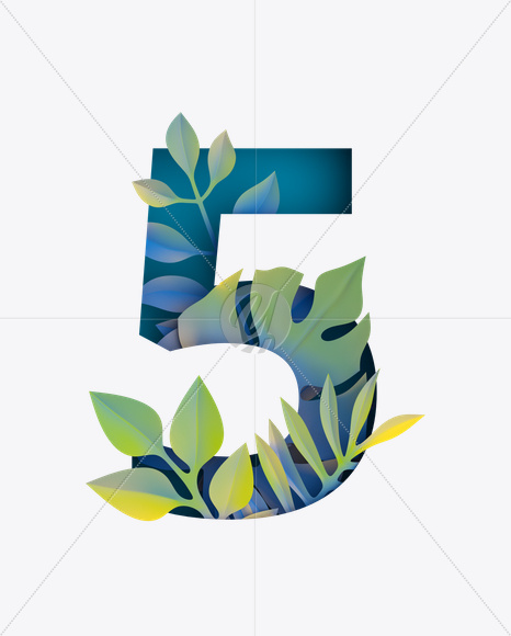 5 from Paper Jungle Font on Yellow Images Creative Fonts - S21683