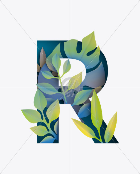 Letter R from Paper Jungle Font on Yellow Images Creative Fonts - S21670