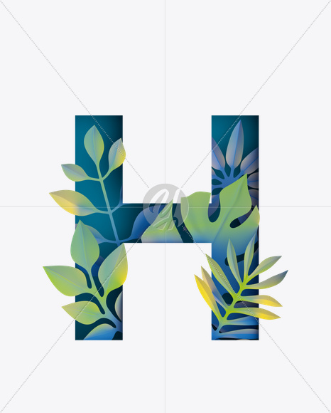 Letter H from Paper Jungle Font on Yellow Images Creative Fonts - S21660