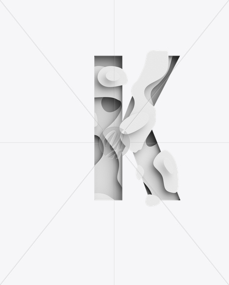 Letter K from Paper Waves Font on Yellow Images Creative Fonts - S21707