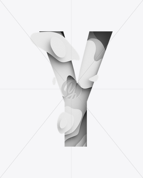 Letter Y from Paper Waves Font on Yellow Images Creative Fonts - S21721