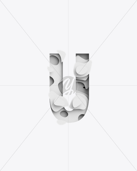 Letter U from Paper Waves Font on Yellow Images Creative Fonts - S21717