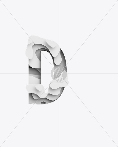 Letter D from Paper Waves Font on Yellow Images Creative Fonts - S21700