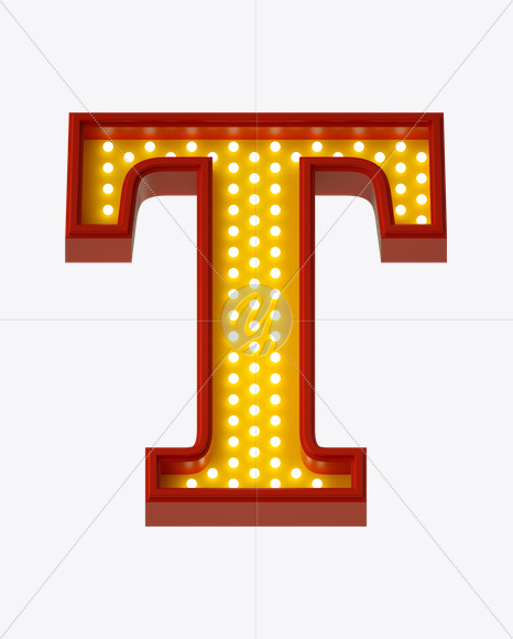 Letter T from Neon Play Fon on Yellow Images Creative Fonts - S21977